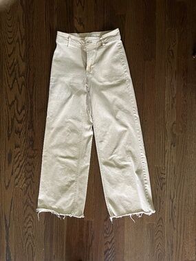 Stone Colored High Waisted, Wide Leg Jean/Pant